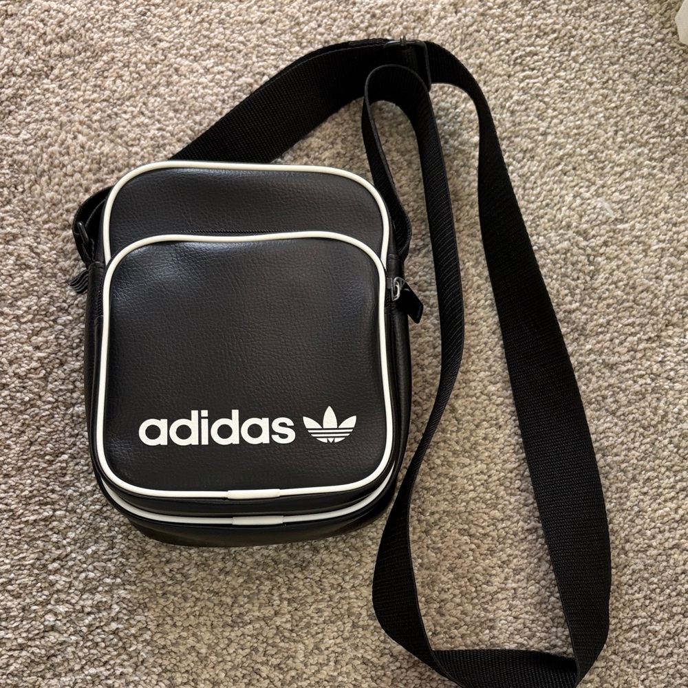 Adidas Black and White Messenger Bag